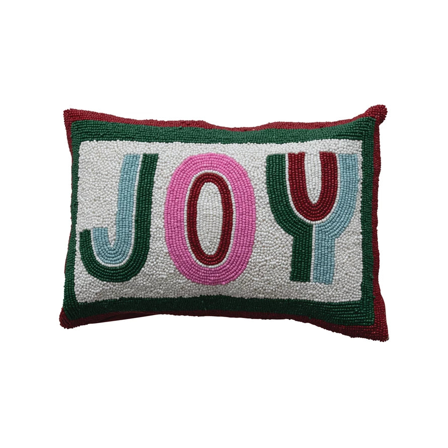 "JOY" Multi Color Beaded Lumbar Pillow