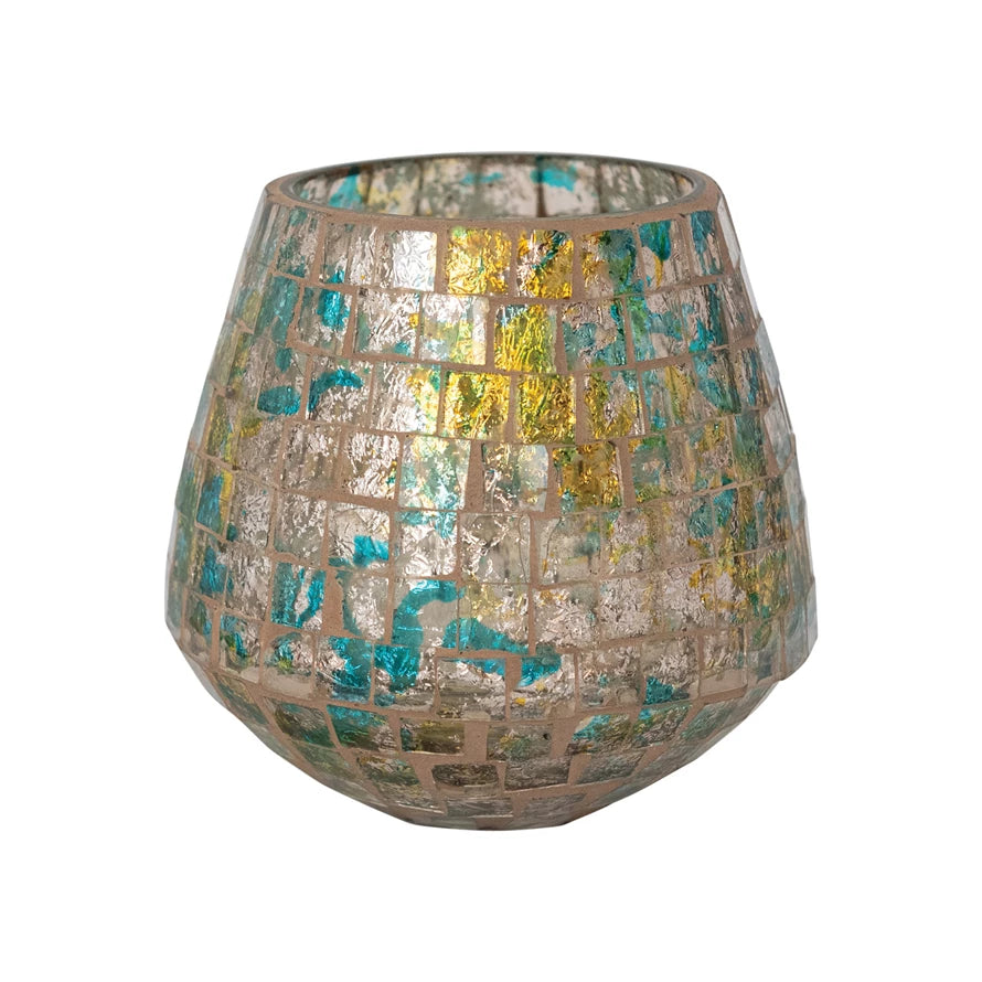 Multi-Colored Glass Mosaic Tealight/Votive Holder