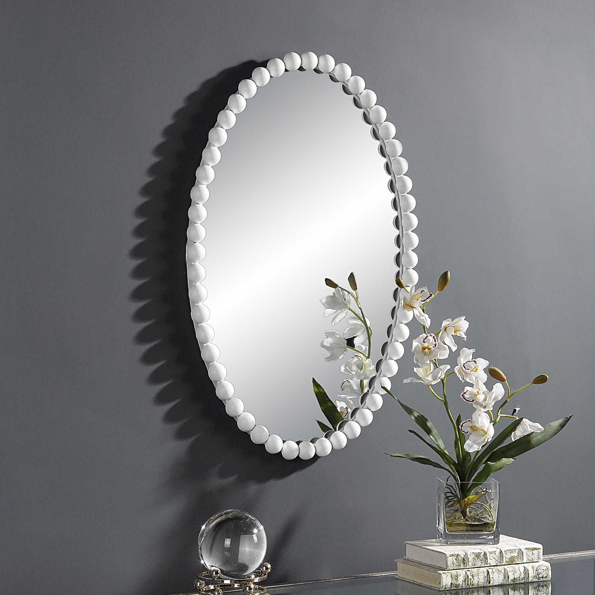 Serna Oval Mirror, White