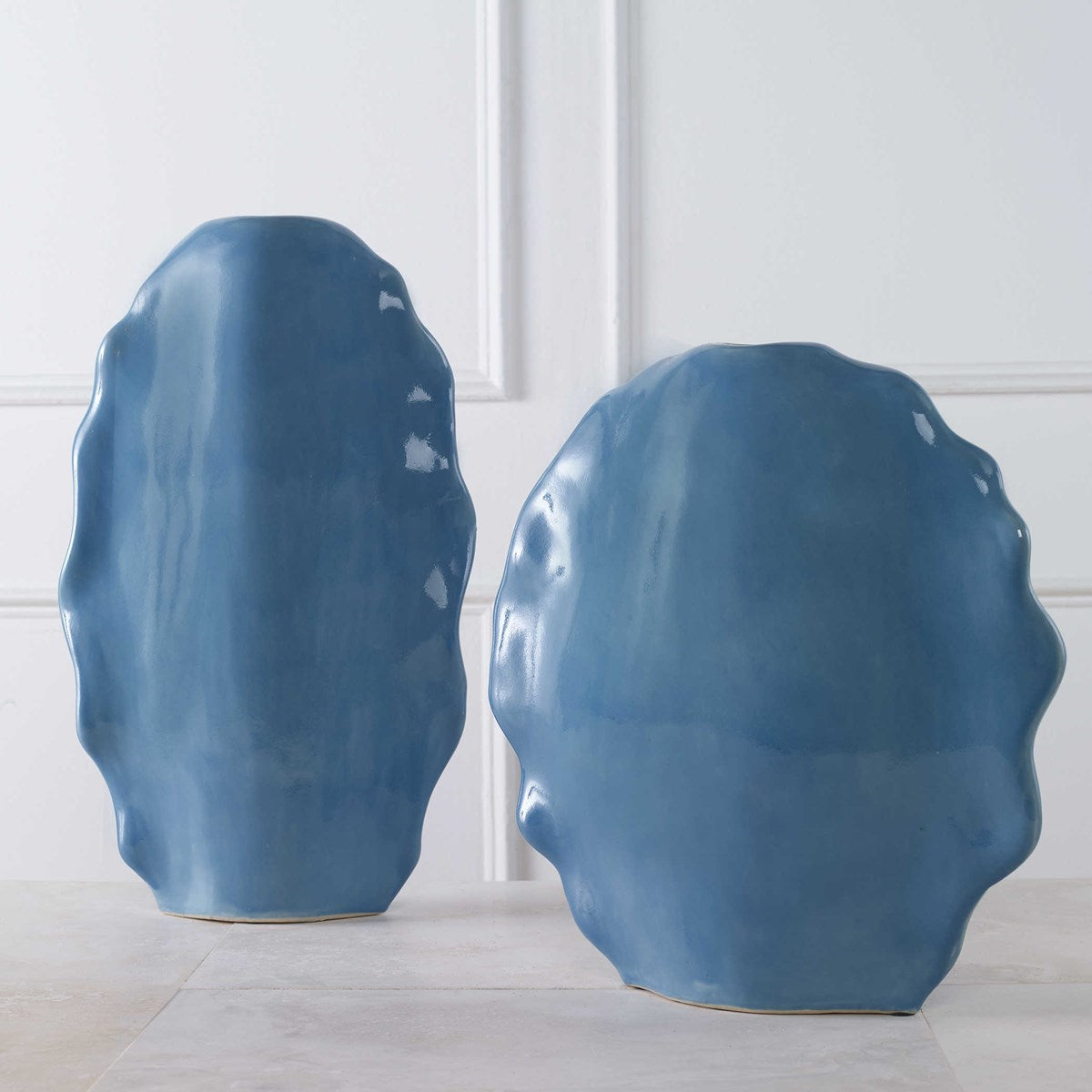Ruffled Feathers Vases, Blue