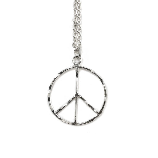 Silver Plated Peace Sign Necklace