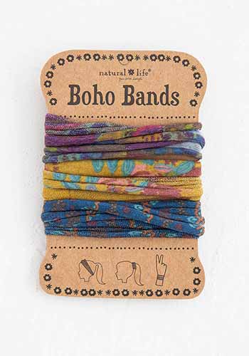 Boho Bands Hair Ties, Set of 3 - Mustard Navy Plum
