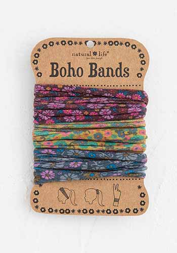 Boho Bands Hair Ties, Set of 3 - Violet Mustard Grey