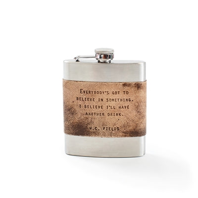 Brown Leather Quote Flasks