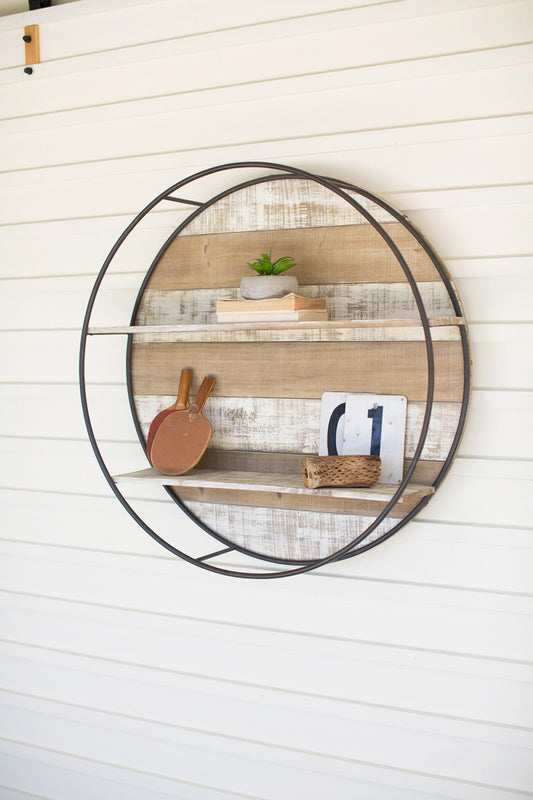 Recycled Wood and Metal Double Wall Shelf