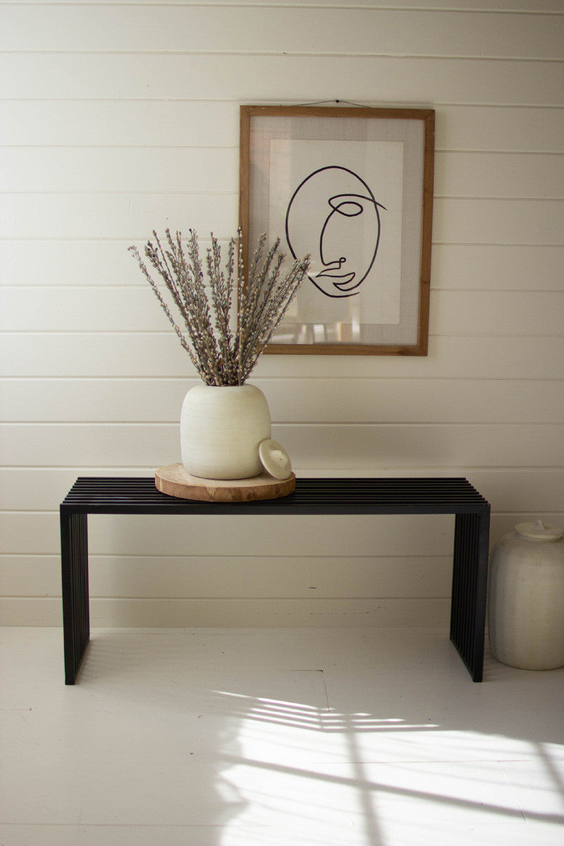 Slotted Black Bench