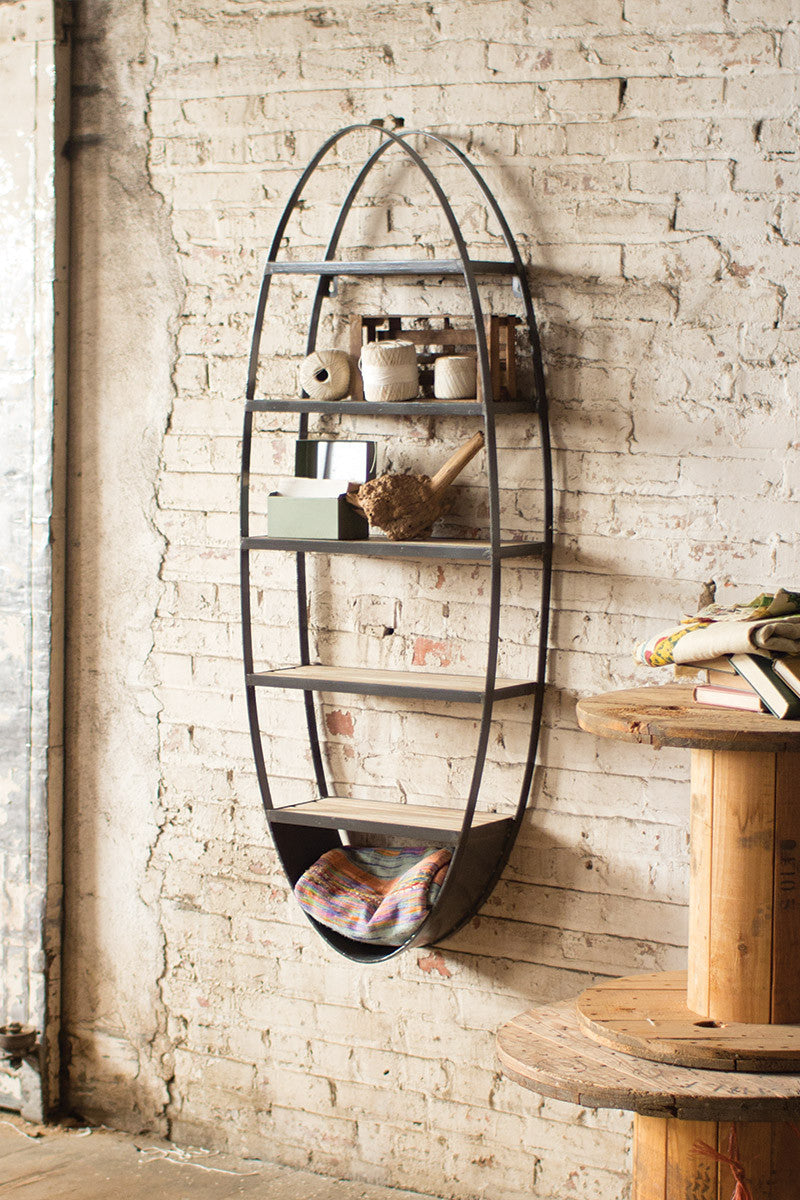 Wood & Metal Oval Shelf