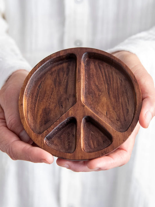 Wood Peace Sign Trinket Dish