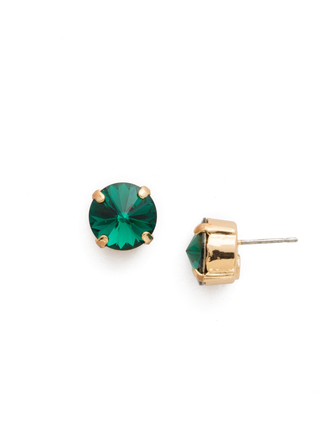 Round Crystal Stud Earring-Emerald