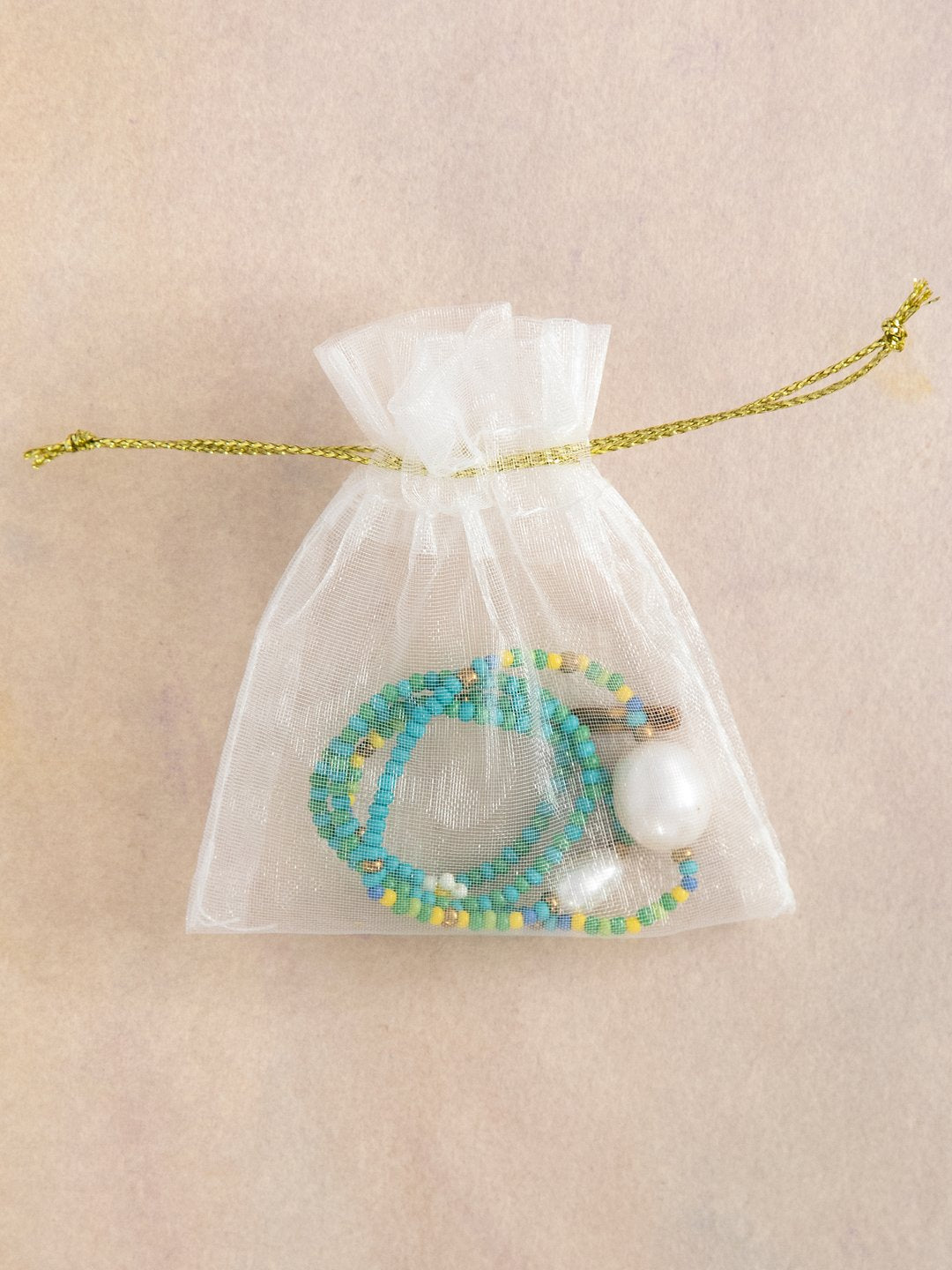 Daisies & Pearl Bracelet Choker-Green