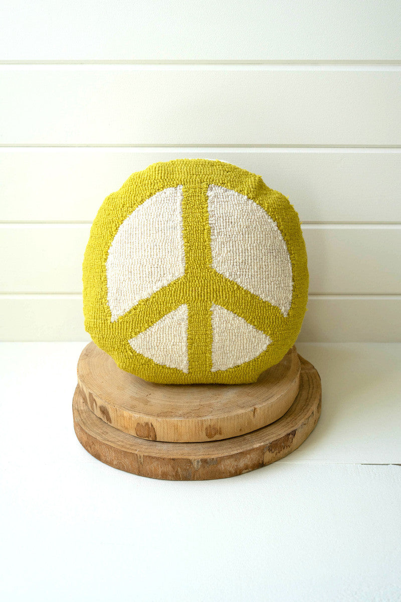 Groovy Peace Hand-Hooked Pillow