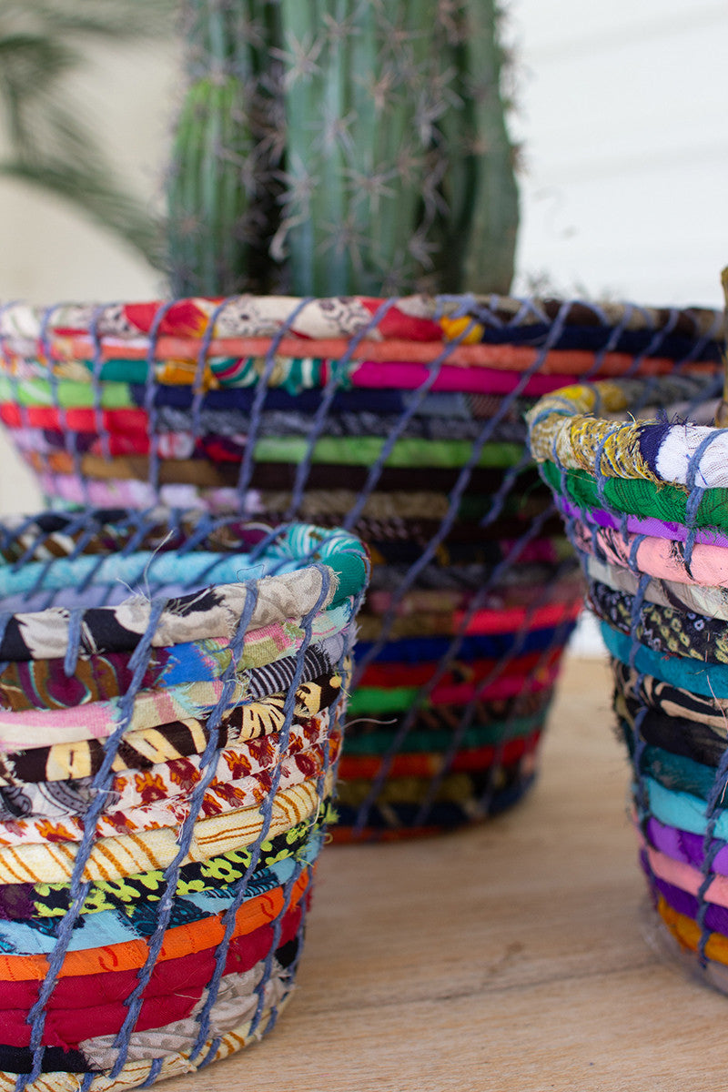 Multi-Color Coiled Kantha Bowls