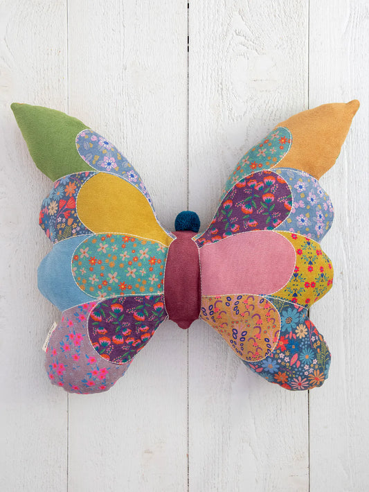 Whimsy Butterfly Patchwork Pillow
