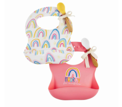 Rainbow Silicone Bib & Spoon Set