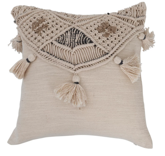 Hand-Woven Jute Macrame Pillow