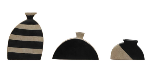 Natural & Black Terra-Cotta Vases