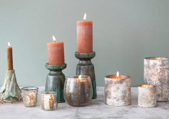 Evergreen Terra-Cotta Pillar Holder