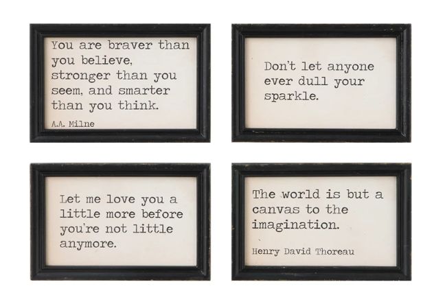 Wood Framed Quotes Wall Decor, 12 Sayings