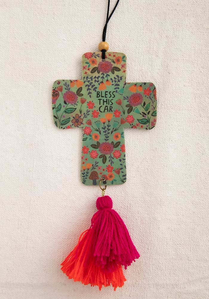 Bless This Car Cross Air Freshener - Lavender