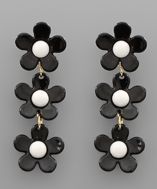 3 Acrylic Flower Drop Earrings