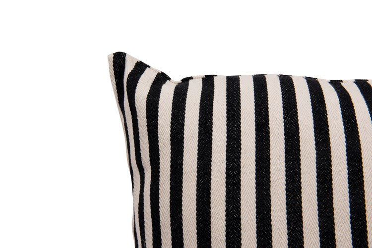 Black & Cream Striped Square Pillow