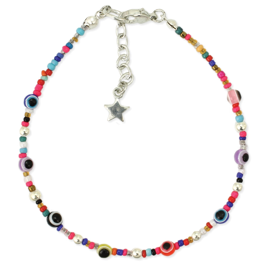 Multicolor Eye Bead Anklet