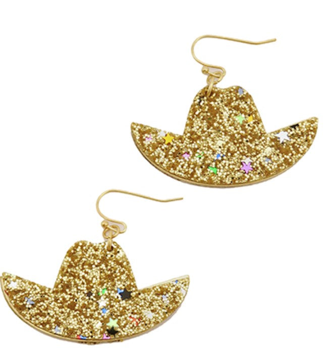 Glitter Cowboy Hat Earrings