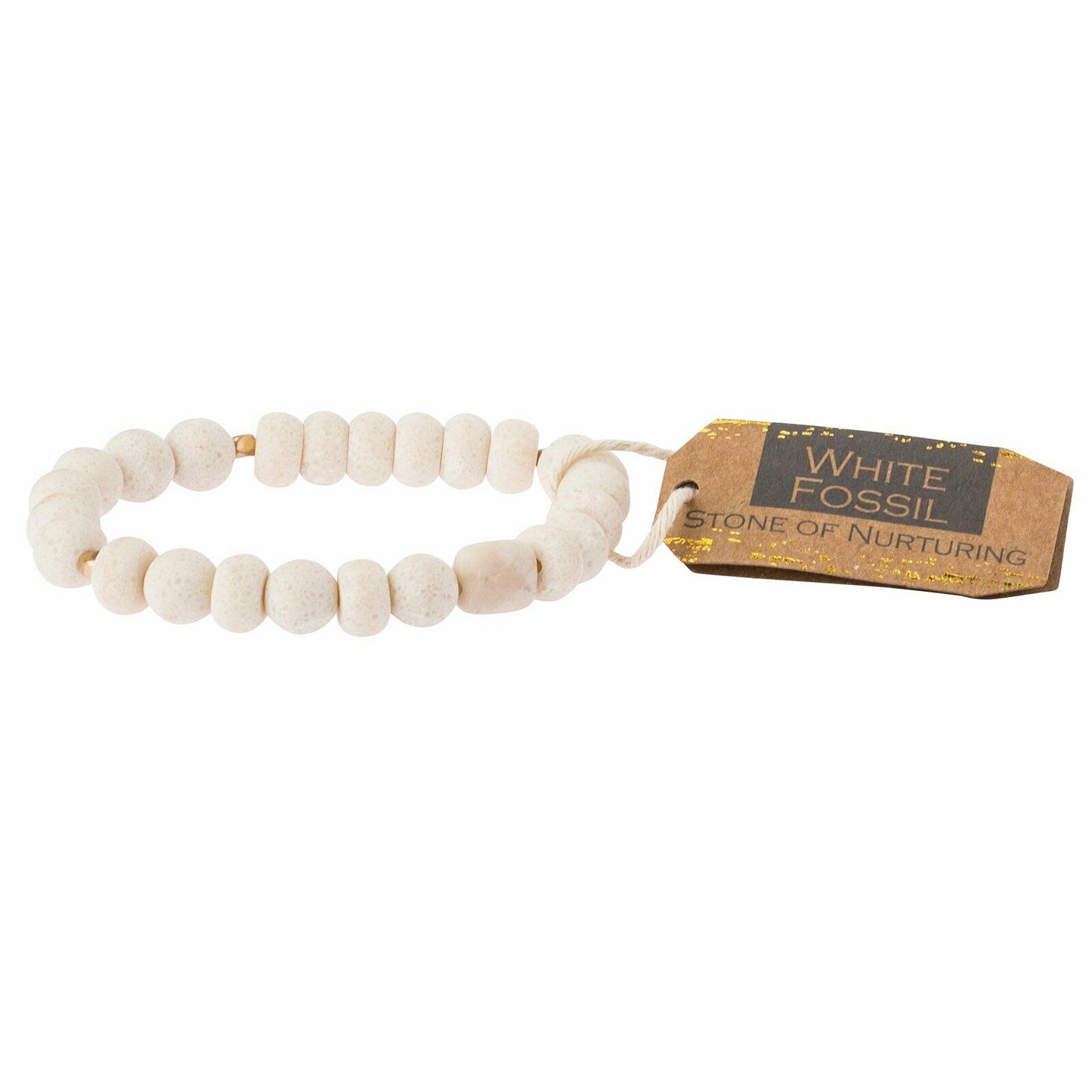 Stone Stacking Bracelet- White Fossil