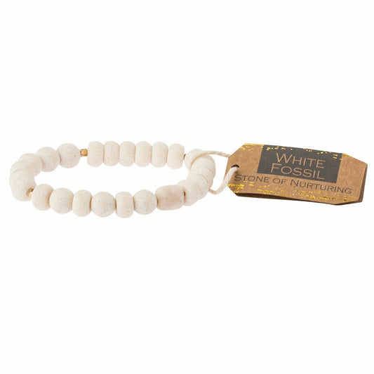 Stone Stacking Bracelet- White Fossil