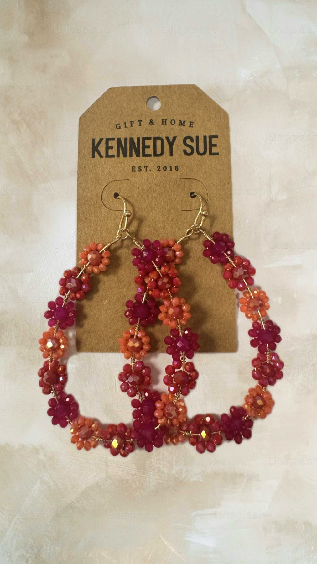 Beaded Flower Teardrop Earrings