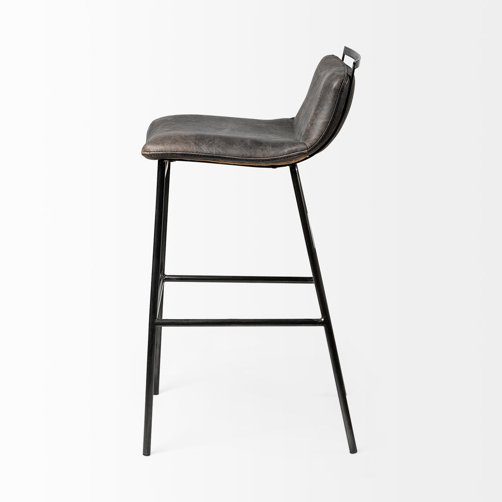 Ebony Leather Bar Stool