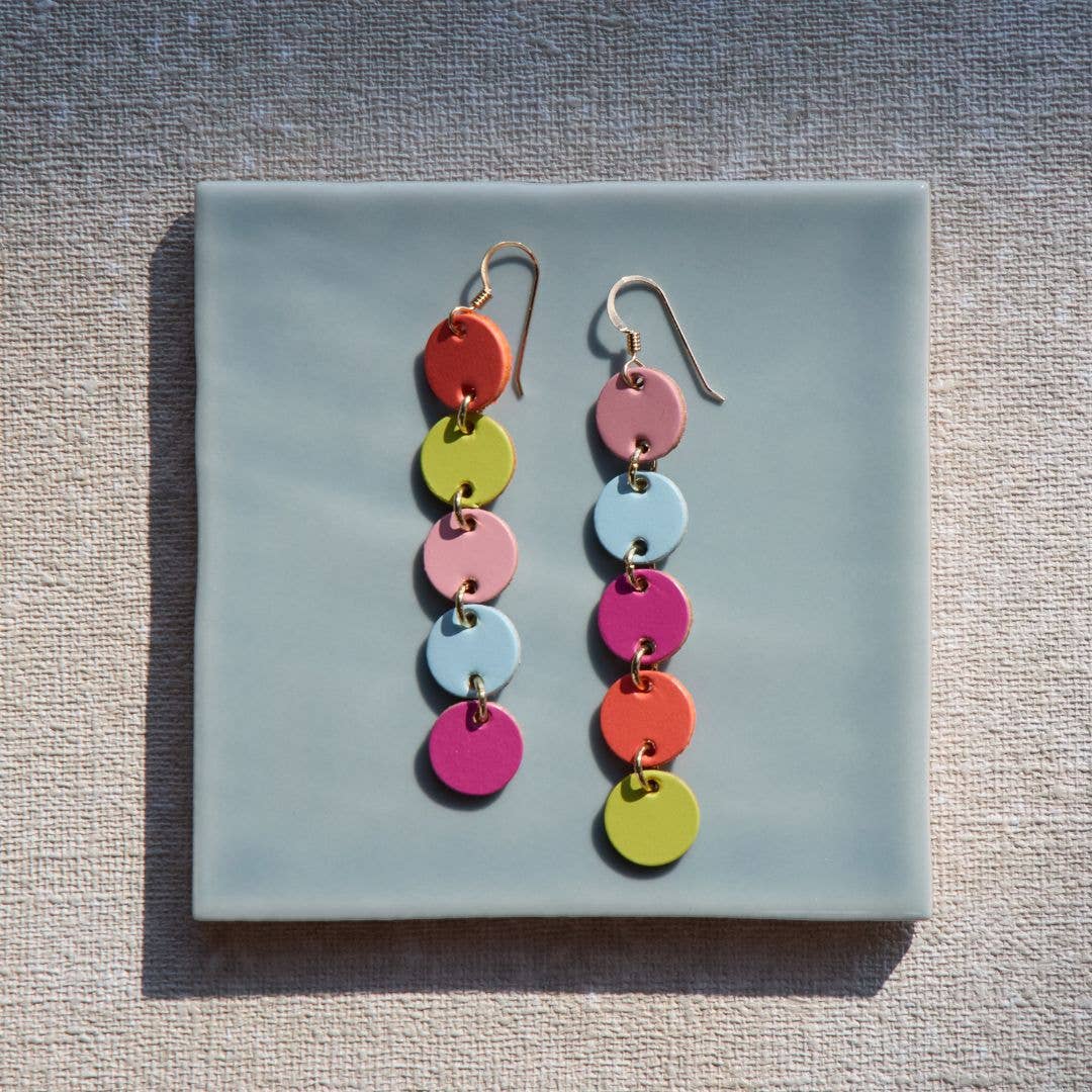 Multicolor Spring Confetti Sylvie Leather Dangle Earrings