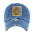LV Up-Cycled Distressed Denim Baseball Cap