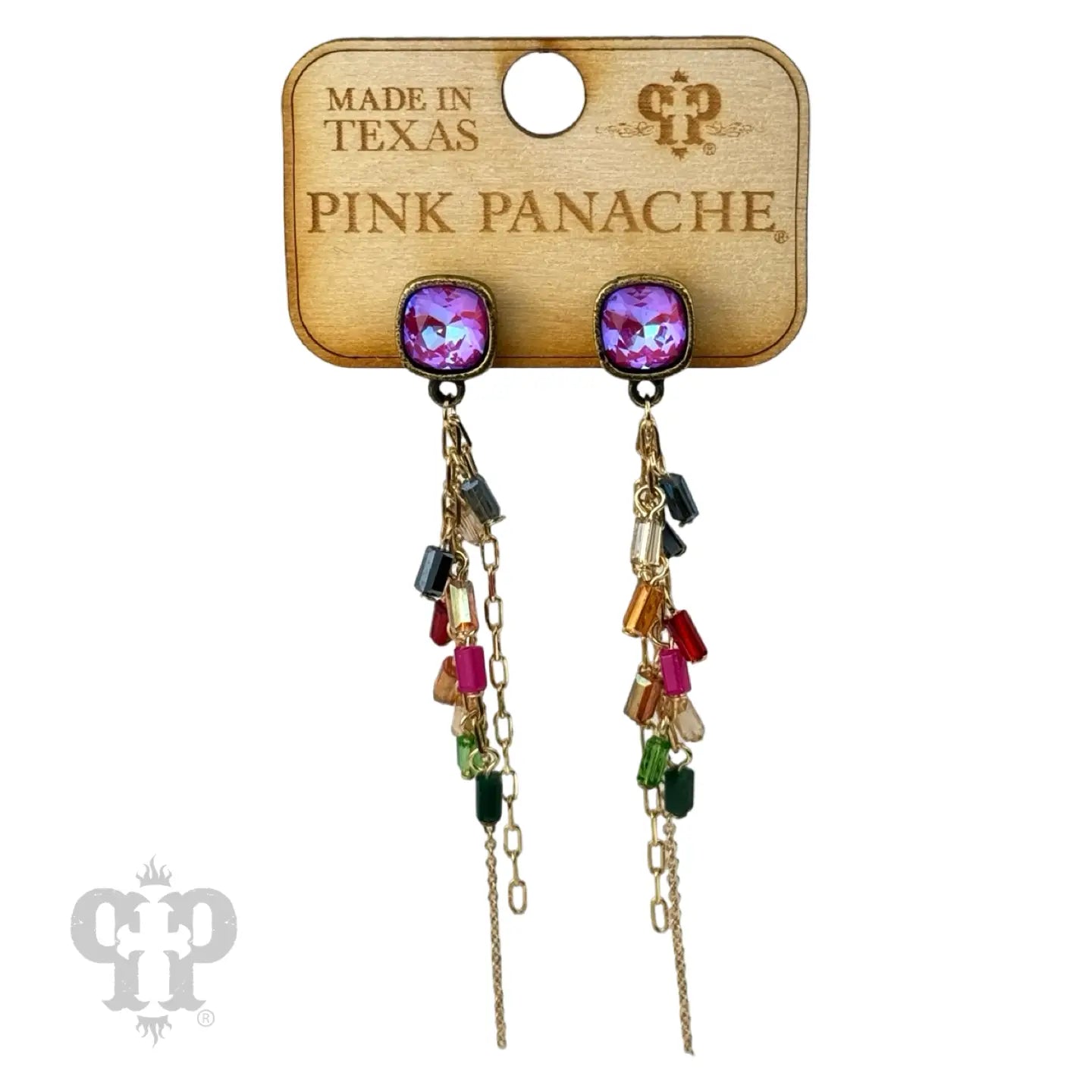 Chain & Bead Fringe Earring with Austrian Crystal