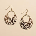 Ecru and Bronze Posh Leopard Nina Leather Hoop Earrings
