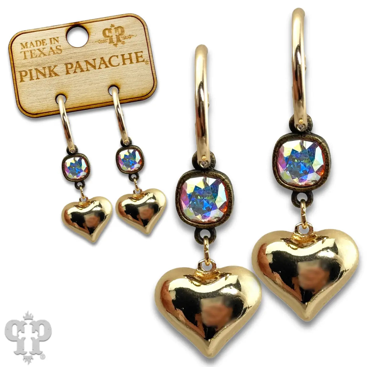 Austrian Crystal Puffed Heart Earrings