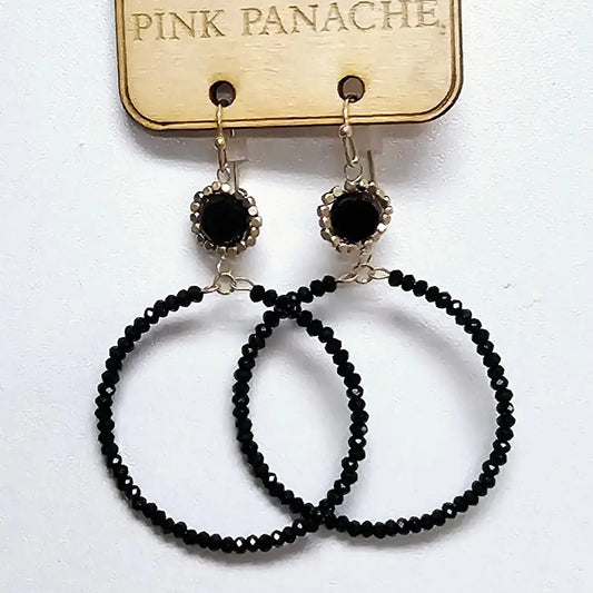 Black Beaded Circle Earrings