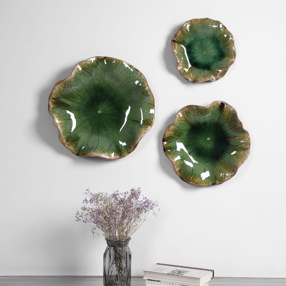Abella Ceramic Indoor-Outdoor Wall Decor, Green