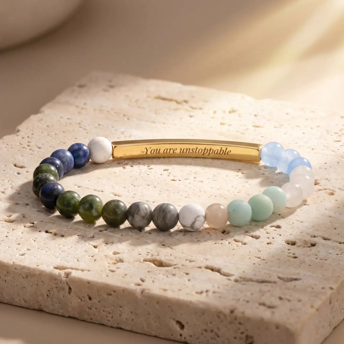 Secret Message "Brave" Stone Bracelet