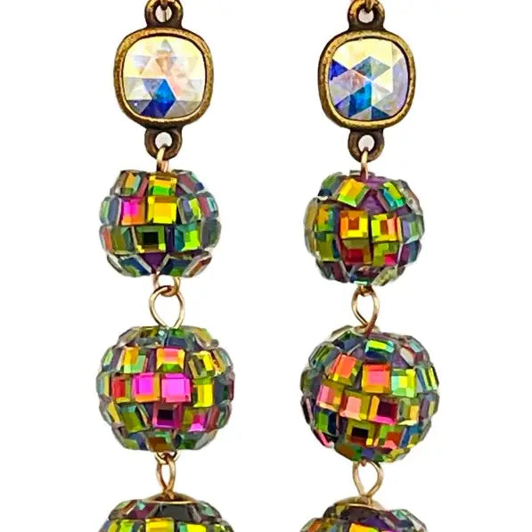 Austrian Crystal Multi-Color Disco Ball Earrings