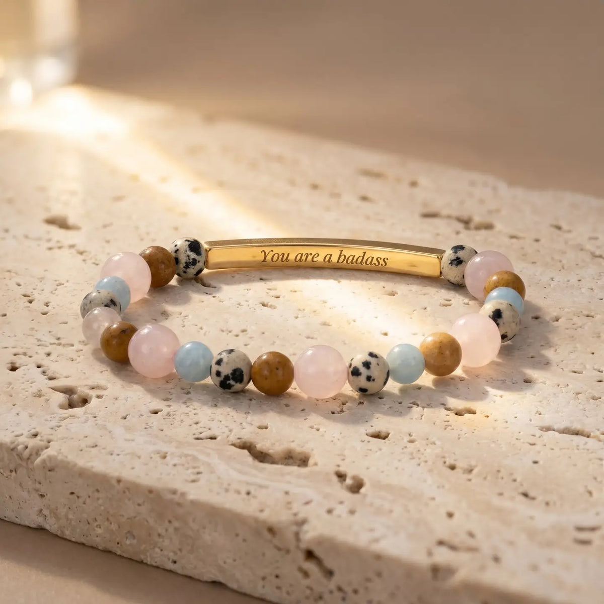Secret Message "Brave" Stone Bracelet
