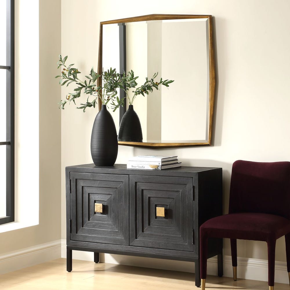 On Point Square Mirror, Gold