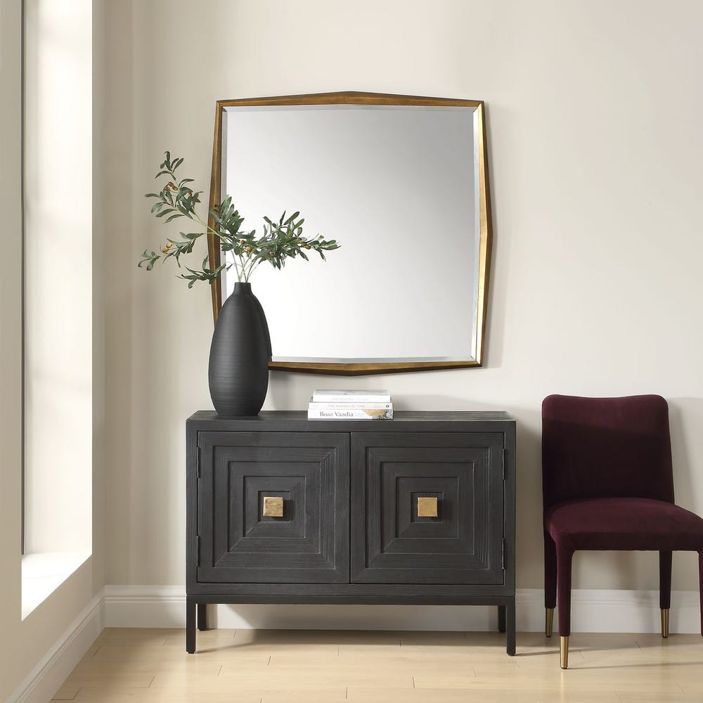 On Point Square Mirror, Gold