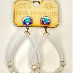 White Rubber Bead Teardrop Earrings