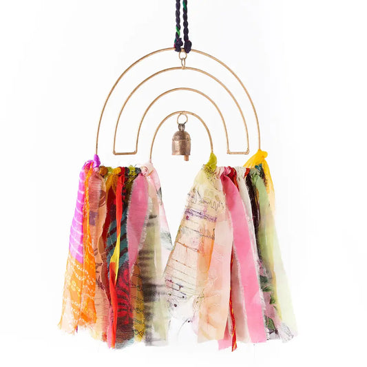 Upcycled Sari Rainbow Bell Wind Chime
