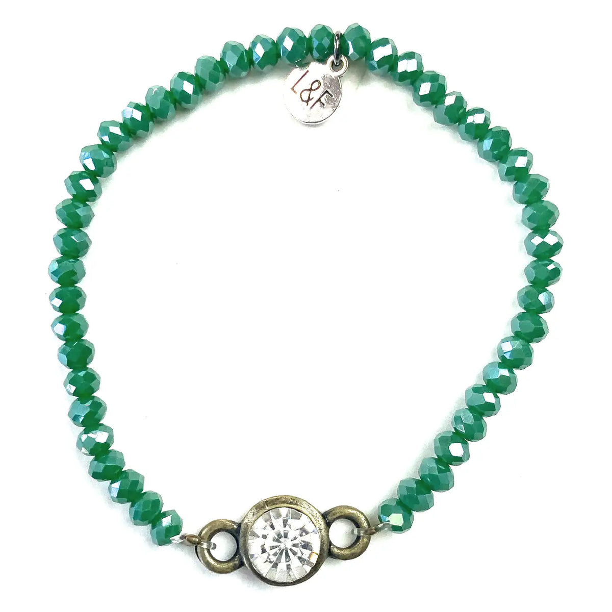 Faceted Glass Stretch & Crystal Beaded Bracelet