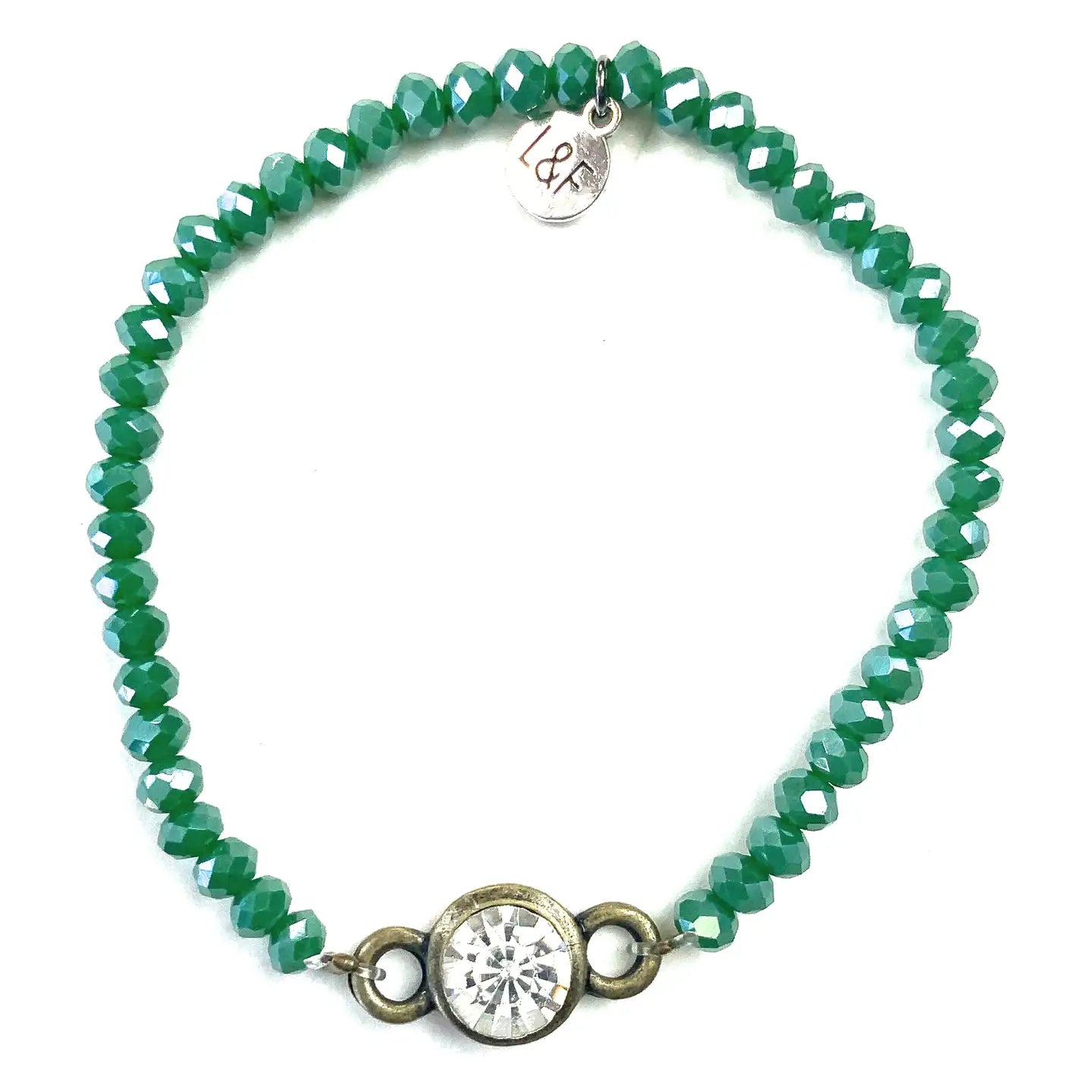 Faceted Glass Stretch & Crystal Beaded Bracelet