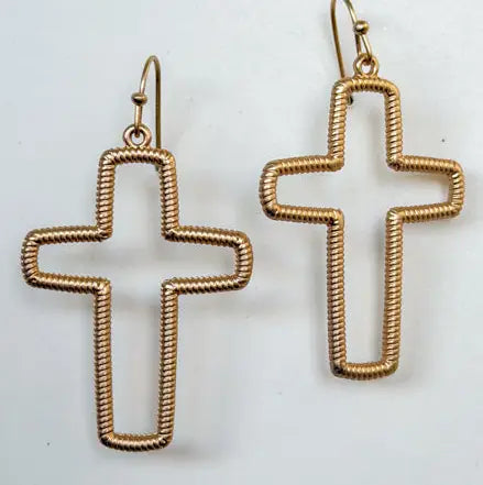 Gold Chain Cast Cross Earrings