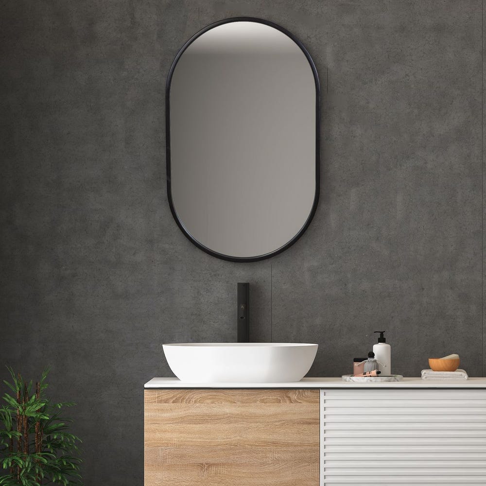 Varina Oval Mirror, Black