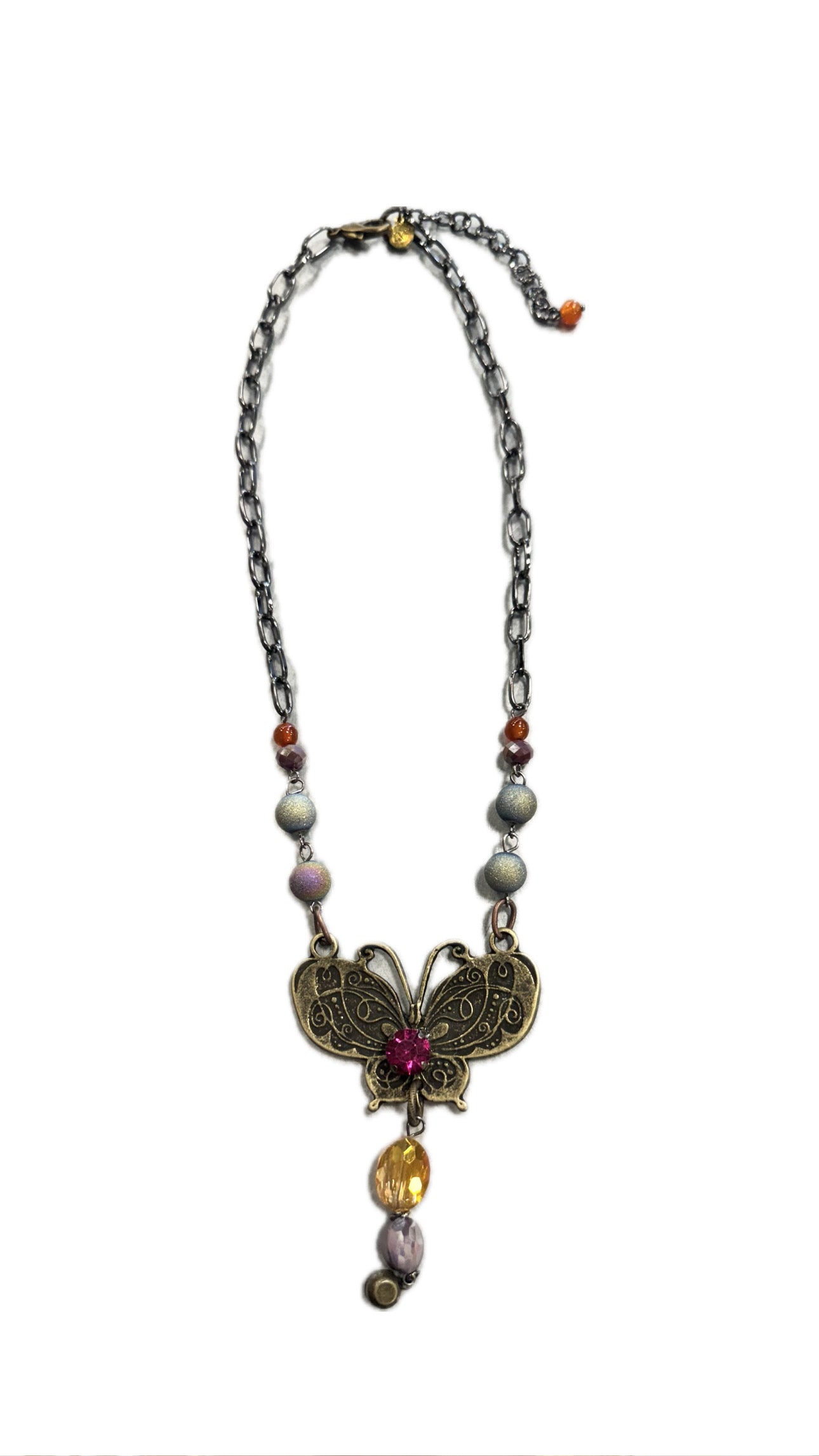 Chain Link Butterfly Crystal Necklaces